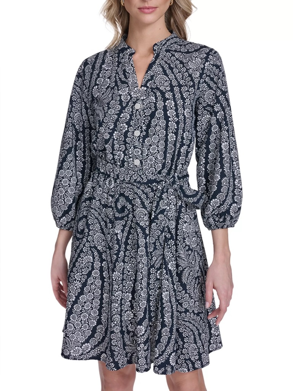 Tommy Hilfiger Women's 3/4 Sleeve Print A-Line Dress